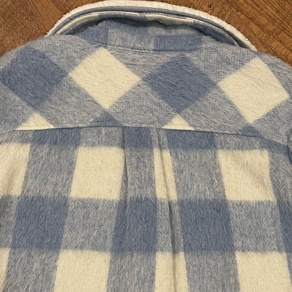 KOOLABURRA by UGG NWT XXL Midi Coat Dusty Sky Blue Plaid Removable Sherpa Collar - Picture 9 of 16